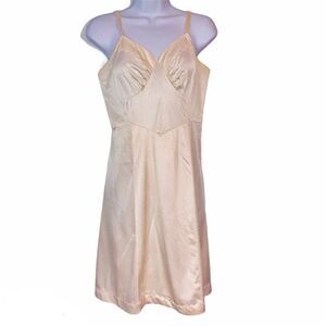 Vintage 50s Womens S Full Slip Ivory V Neck Adjustable Strap